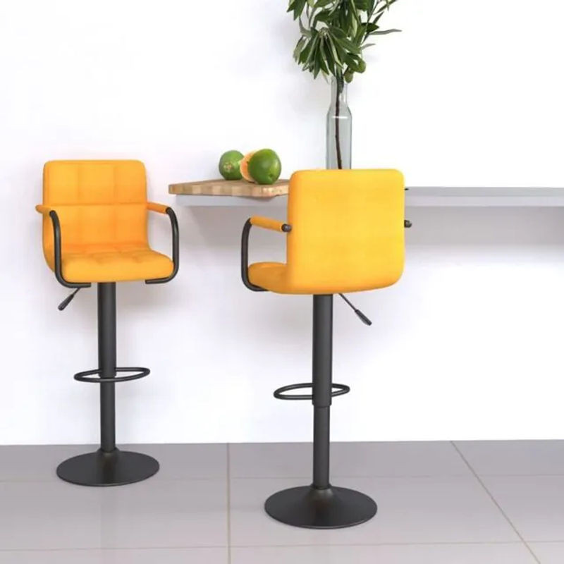 2er-Set Barhocker von vidaxl in Gelb, modern gestaltet aus Stoff und Stahl - Bild 1