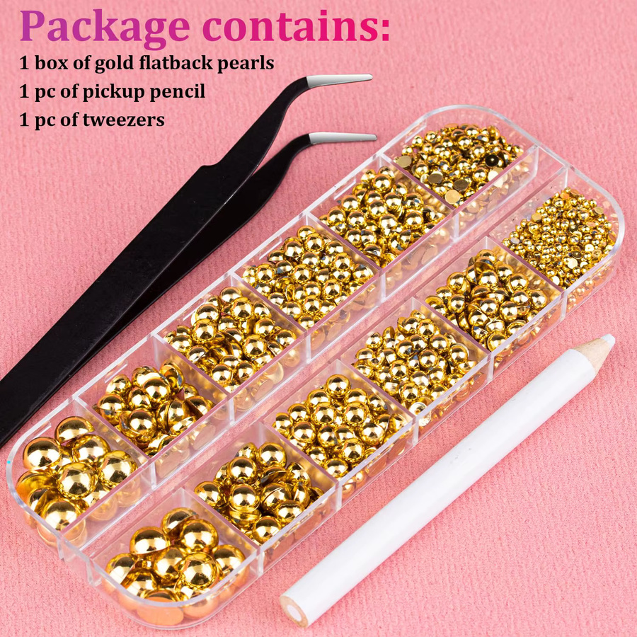 MAFANAILS Nagelcharms, Gold, 3D Kaviar-Perlen, Unisex - Bild 2