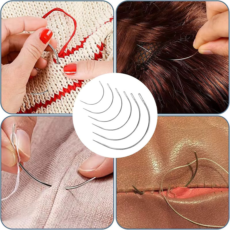 12-teiliges gebogenes Nadelset in Silber für Leder, Weberei, Leinwand und Teppichreparatur, Größe 2 bis 5 Zoll - Bild 3