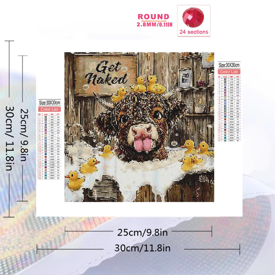EverShine DIY Diamantmalerei Rinder Tier Motiv mit Rund-Diamanten in Mehrfarbig - Bild 2