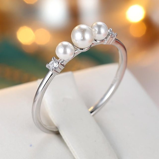 Bamos Verlobungsring 925 Silber, Perle, Zirkonia, Damen - Bild 1