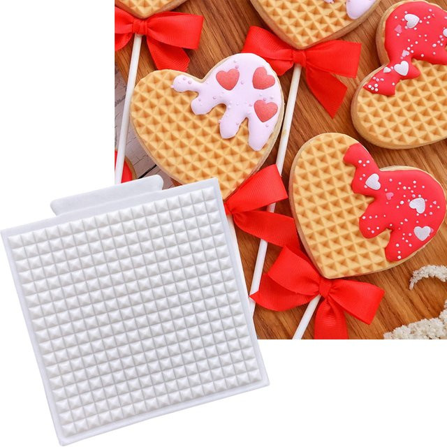 HANDLIFE Silikon-Backform mit Waffelstruktur für Cupcakes und Fondant, Grau und Weiß, quadratisch - Bild 1