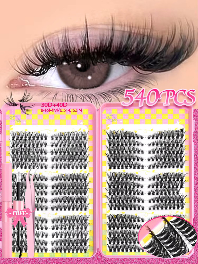 Lasvirey Lash Cluster Kit DIY Fluffy Wimpern Mixed Tray, Black, Unisex - Bild 5