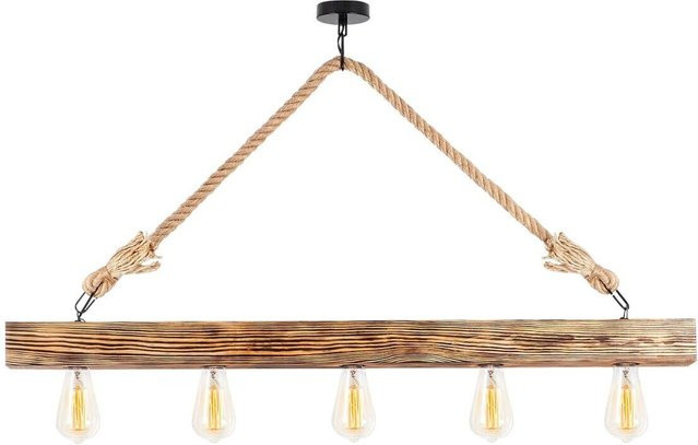 Opviq Erebos Hängeleuchte aus Holz in Natur, E27, 5 Brennstellen, B/T/H: 7 x 7 x 53 cm - Bild 1