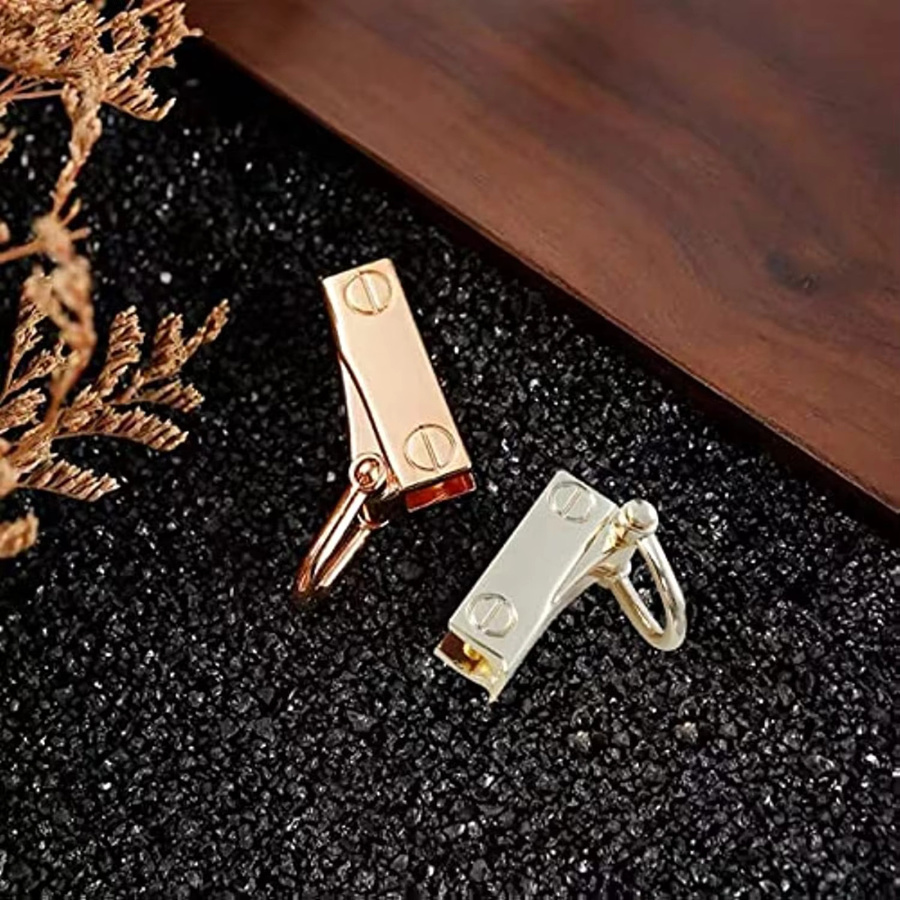 TELUNSI Metall-Seitenclip mit D-Ring aus Stahl in Gold, 1 Paar Taschenverbinder und Aufhängung für Taschen oder Geldbörsen - Bild 2