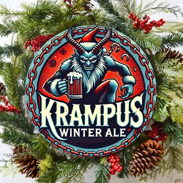 Rundes Aluminium-Wandschild Krampus Winter Ale im Vintage-Stil von Potdemiel zum Aufhängen - Bild 1