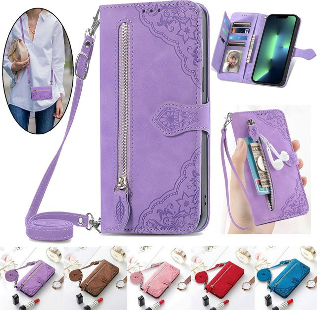 Xiaomi Leder-Umhängetasche mit Reißverschluss und Kartenetui als Schutzhülle für Poco X8 Pro Max X7 M7 M8 F8 Ultra 5G in Pink - Bild 1