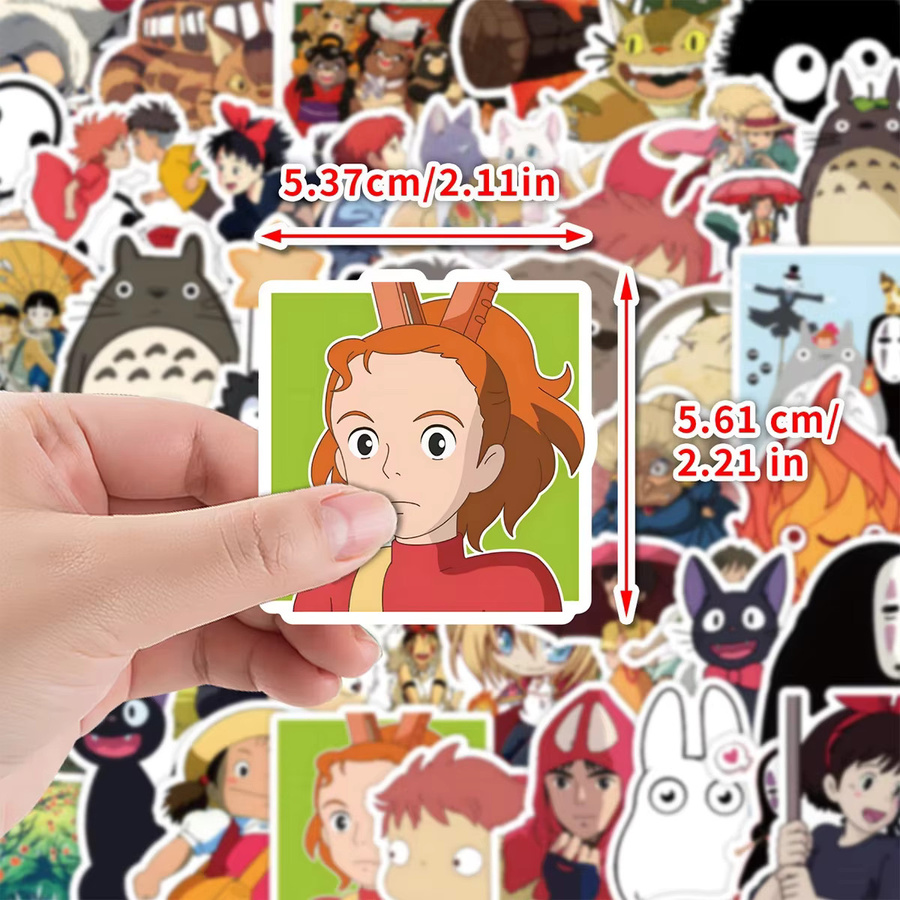 50 Stück Ghibli Hayao Miyazaki Aufkleber Set, wasserfeste Cartoon Sticker in Multicolour für Laptop, Telefon und Notizbuch - Bild 5