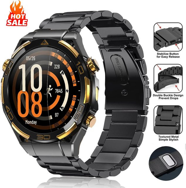 Uhrenarmband Edelstahl, Schwarz, Unisex - Bild 1