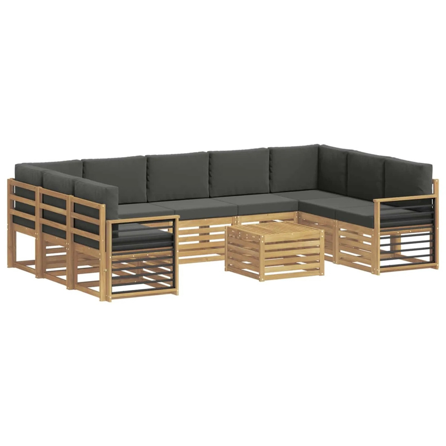 vidaXL Outdoor-Sofagarnitur 8-teilig in L-Form aus Akazienholz mit Polstern, Weiß und Anthrazit, B/T/H: 59 x 59 x 37 cm - Bild 2