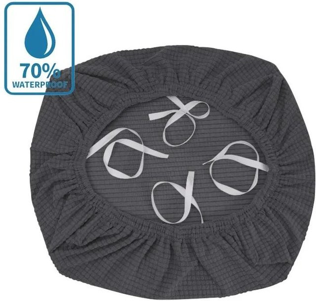 Wasserabweisender und elastischer Stuhlbezug ohne Rückenlehne für Esszimmerstühle, Grau - Bild 1