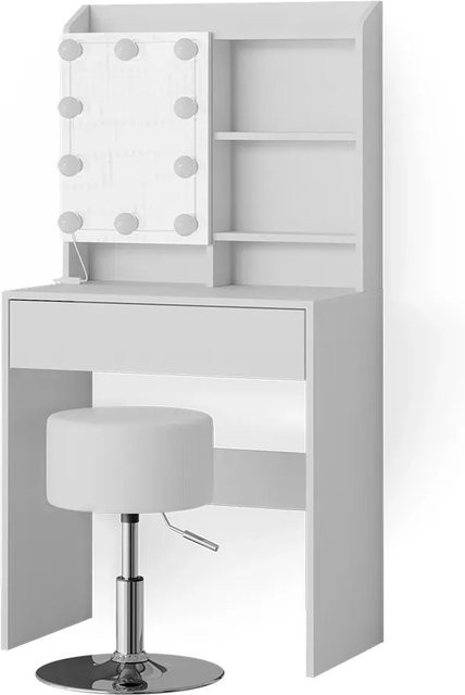 Vicco Schminktisch Laura Weiß mit LED-Beleuchtung und Hocker, B/T/H: 136 x 70 x 40 cm - Bild 2