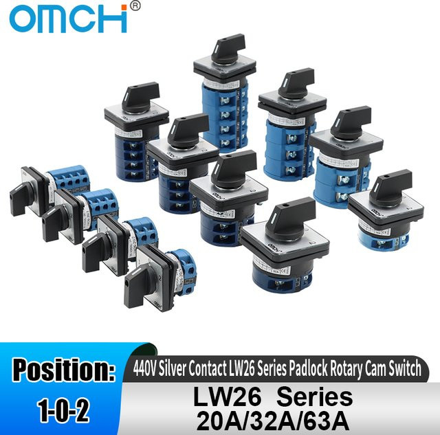 OMCH Universalschalter LW26 Silberkontakt mit 3 Positionen und 440V als Drehschalter - Bild 1