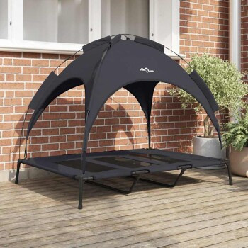 vidaXL Hundebett Schwarz aus Metall, rechteckig, B/T/H: 122 x 93 x 106,5 cm - Bild 2