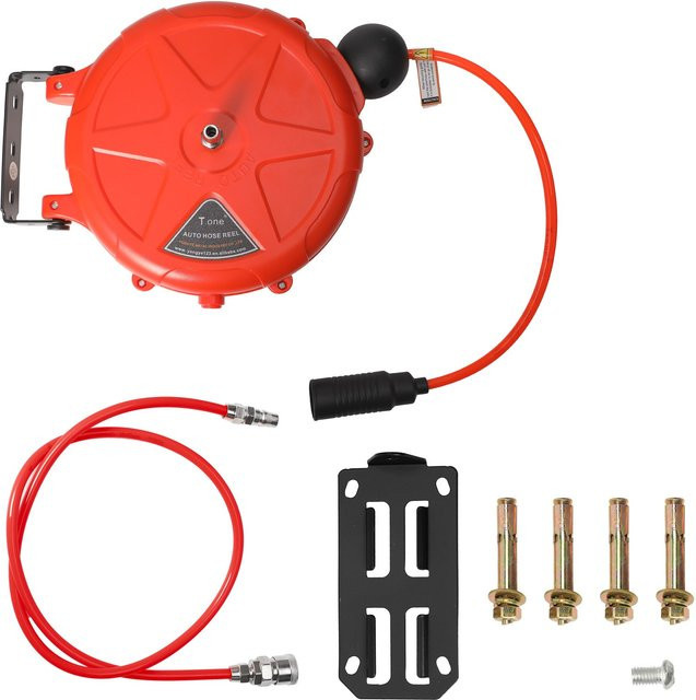 GECOFEER Automatischer Schlauchaufroller Wandmontiert, 10m Wasserschlauchhalter in Rot für Gartenbewässerung und Autowäsche - Bild 1