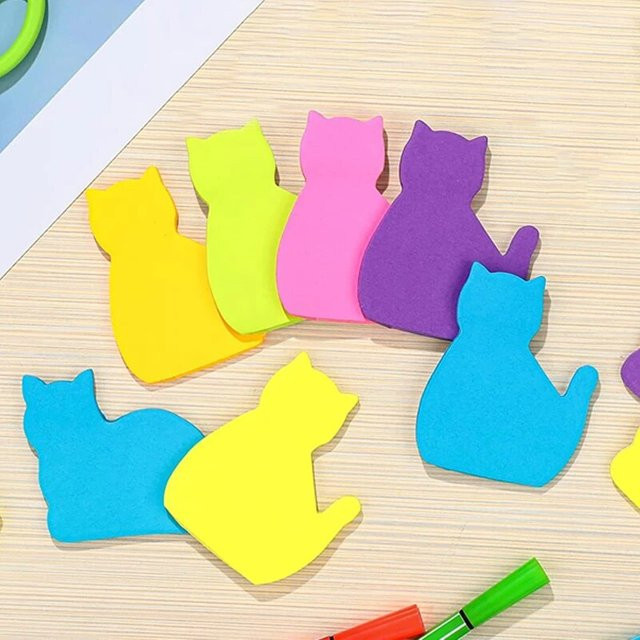 Paperlaria 6er Set Transparente Katze Memo Haftnotizen aus PET in Multicolour für To Do Checklisten und Schulbedarf - Bild 1