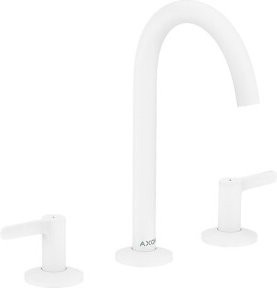 Hansgrohe Axor One 3-Loch-Waschtischarmatur in Weiß Matt mit Hebel und Pop-up-Abfluss - Bild 1