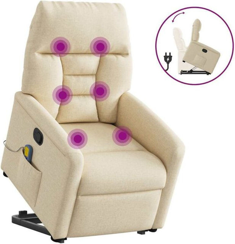 vidaxl Relaxsessel Massagesessel mit Aufstehhilfe aus Stoff in Beige - Bild 1