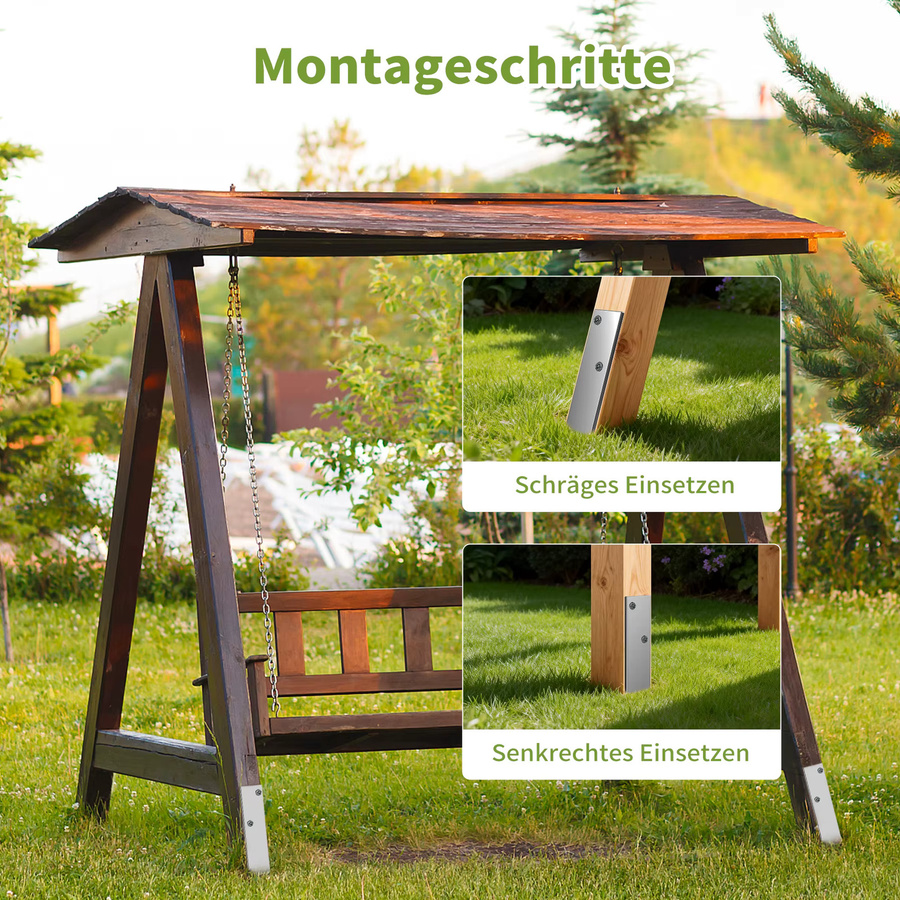 Forever Speed 4er Set Einschlaghülse Bodenanker aus feuerverzinktem Stahl für Schaukel und Gartenhaus, Farbe: Silber, Höhe: 43 cm, Durchmesser: 3 cm - Bild 5