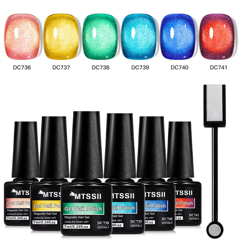 MTSSII Nagellack Gel, 6 Stück, schimmernd, mit Magnetstab - Bild 4