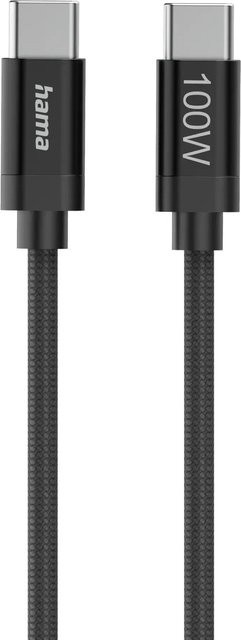 Hama USB-C auf USB-C Ladekabel Fabric Nylon 100 W Schwarz 1,5 m - Bild 1