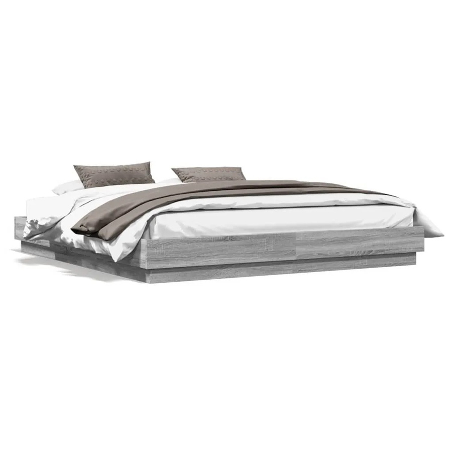 vidaXL Bettgestell aus Holzwerkstoff in Grau Sonoma, B/T/H: 180 x 200 x 203 cm - Bild 2