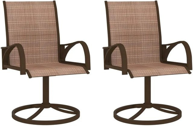 Furnicato Garten-Drehstühle Set aus 2 Stück in Braun mit Textilene und pulverbeschichtetem Stahl - Bild 1