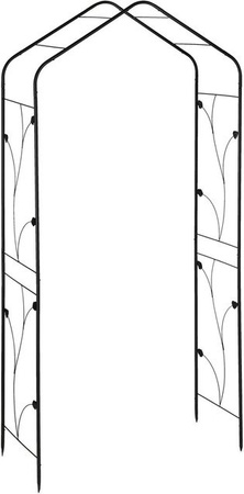 Relaxdays Rosenbogen aus Metall in Schwarz für deinen Garten, H x B x T: 213 x 106 x 41 cm