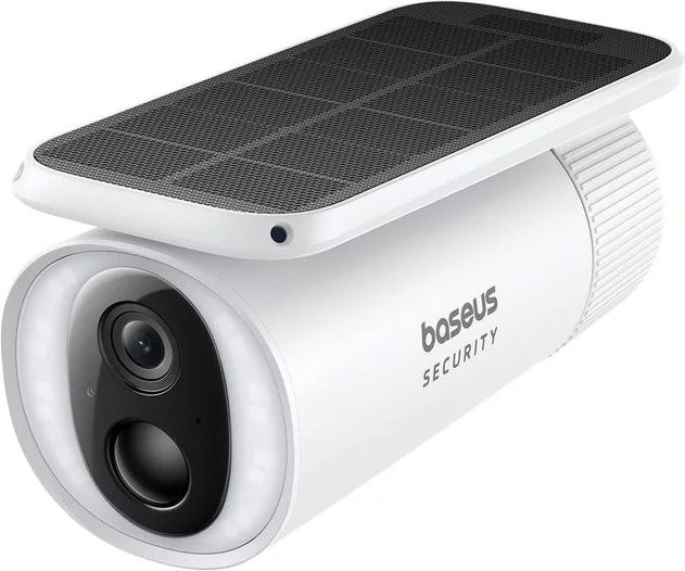 Baseus Solar S1 Überwachungskamera mit Solarpanel, Wi-Fi, 2K Auflösung, IP67 wasserdicht, Farbe: Weiß - Bild 1