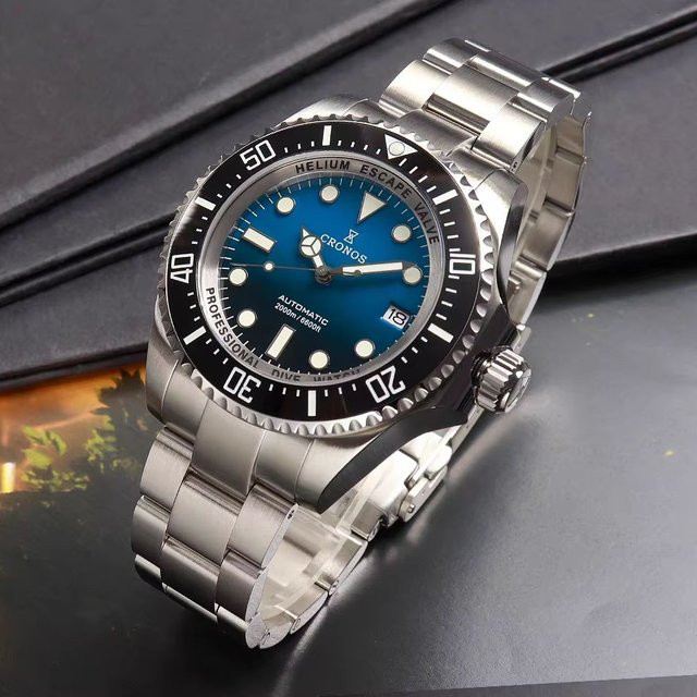 CRONOS Armbanduhr Automatik, Edelstahl, 44 mm, Herren, Blau - Bild 1