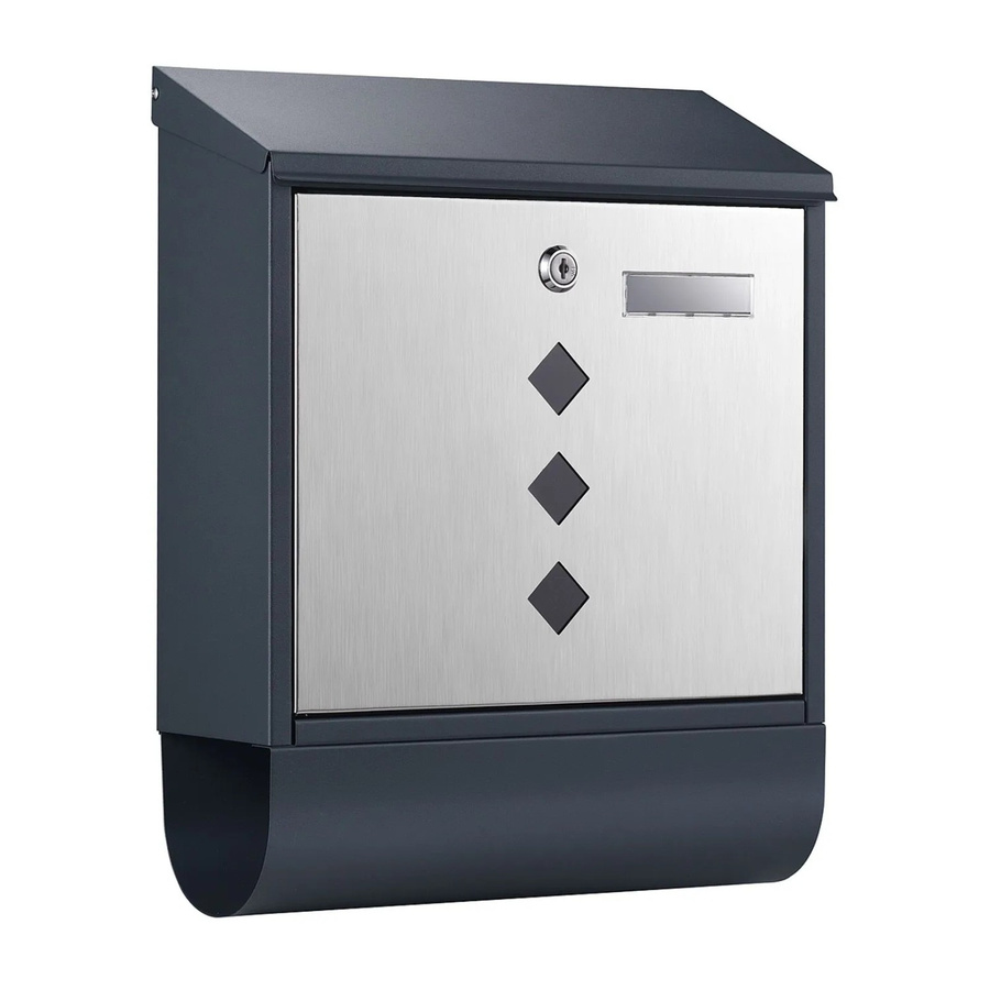Wiltec Briefkasten V36 aus Edelstahl in Anthrazit, Wandmontage, B/T/H: 30,5 x 10,5 x 38,5 cm - Bild 2