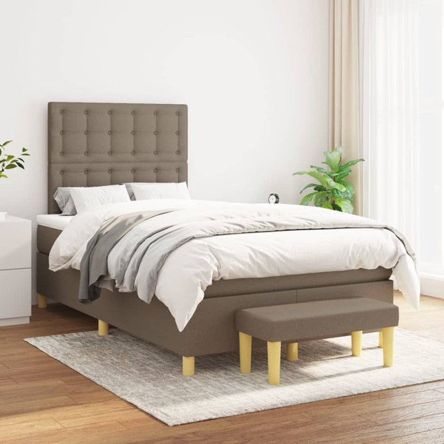 vidaXL Boxspringbett mit Matratze Hybrid-Design in Taupe, B/T: 120 x 200 cm - Bild 2