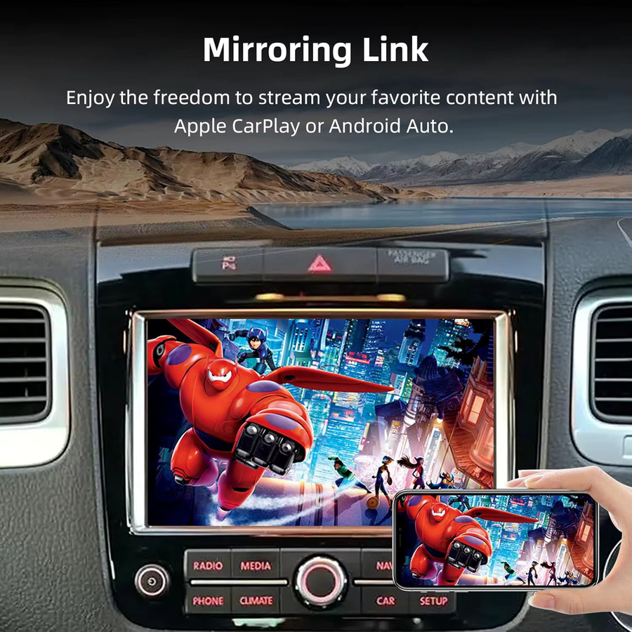 AUTOABC Kabelloses CarPlay Interface für VW Touareg RNS850 mit Android Auto, WiFi, Bluetooth 5.0, Mirrorlink und GPS Nachrüstkit - Bild 4