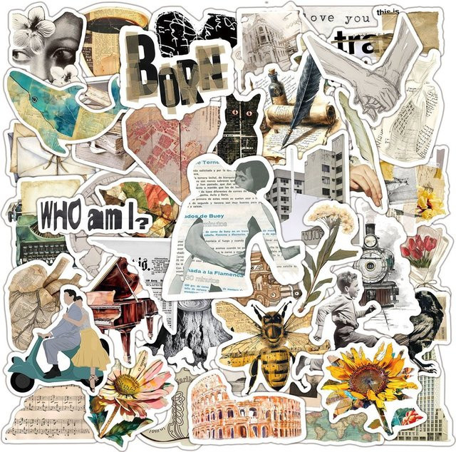 50 Stück Retro-Zeitungsaufkleber Urban Art Sticker in Multicolor von RecordingYourLife Store - Bild 1