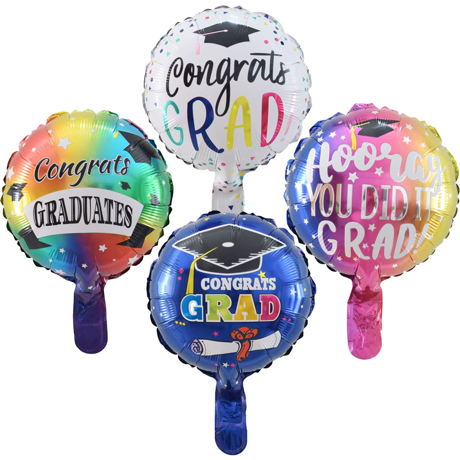 8 Stück Runde Folienballons Congrats Grad in Mehrfarbig für deine Abschlussfeier-Dekoration - Bild 3