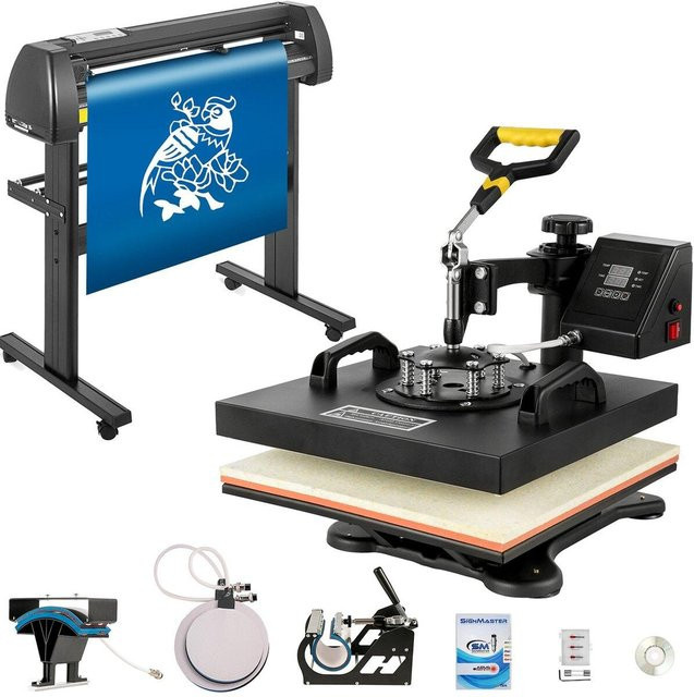 Buying Solutions, MB 5-in-1 Transferpresse Kit mit 34 Zoll Vinylschneider Plotter für Sublimation und Kunsthandwerk in Schwarz, Druckfläche: 38 x 38 cm - Bild 1