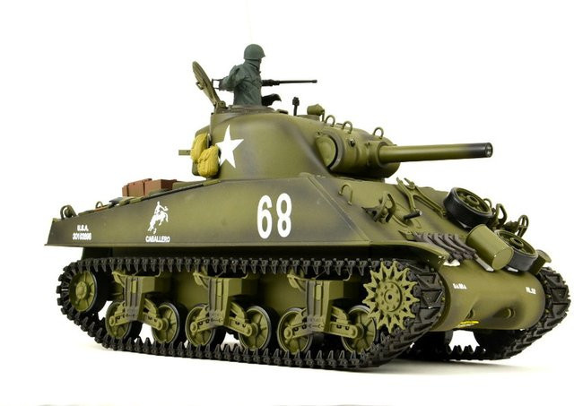 TPFLiving RC-Panzer US M4A3 Sherman, ferngesteuert, 1:16, mit Schussfunktion, Rauch und Sound - Bild 1