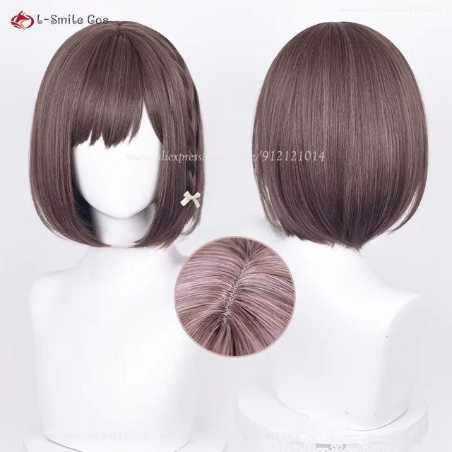 Shinonome Ena Cosplay Perücke, 30 cm, Grau Rosa Braun, Synthetikhaar - Bild 1