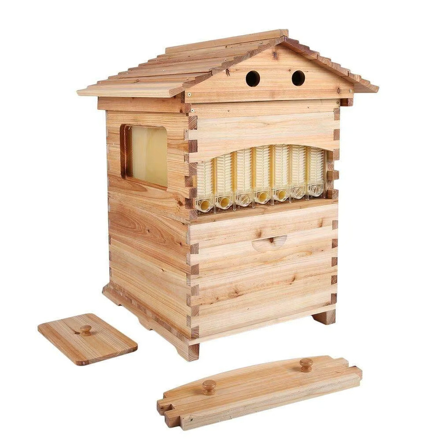 XMSJ Honey Flows Frame Beehive Automatisches Bienenstock-Kit in Lebensmittelqualität, Braun - Bild 2