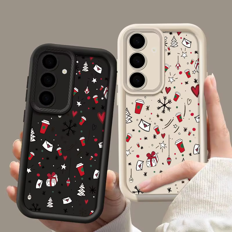 Handyhülle mit süßem Weihnachtsmuster für Samsung Galaxy S25 Edge S24 FE S23 S22 Ultra Plus A56 A17 A16 A15 A55 A54 A53 5G in Beige, Weiß und Multicolour aus TPU - Bild 2