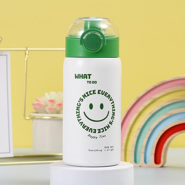 Yiran Furniture Cartoon-Thermoskanne für Mädchen aus Edelstahl in Weiß, 380 ml - Bild 1