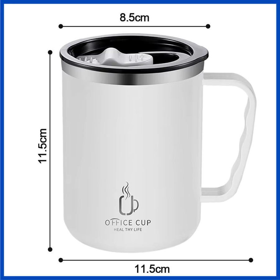 XMSJ Isolierter Kaffeebecher aus Edelstahl in Rot mit Griff und auslaufsicherem Schiebedeckel - Bild 3