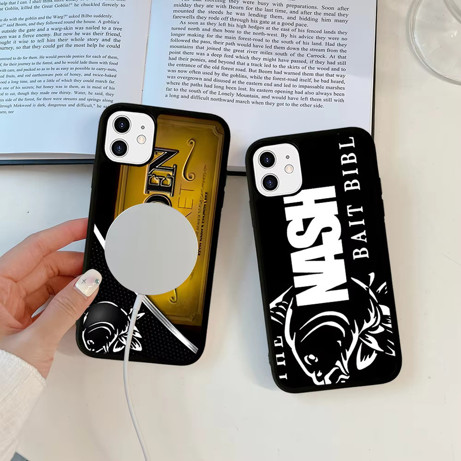 Nash Fishing Handyhülle mit Logo für iPhone 15 Pro Max, 14 Plus, 13, 12, 11 mit MagSafe magnetischer kabelloser Ladefunktion in Schwarz - Bild 5