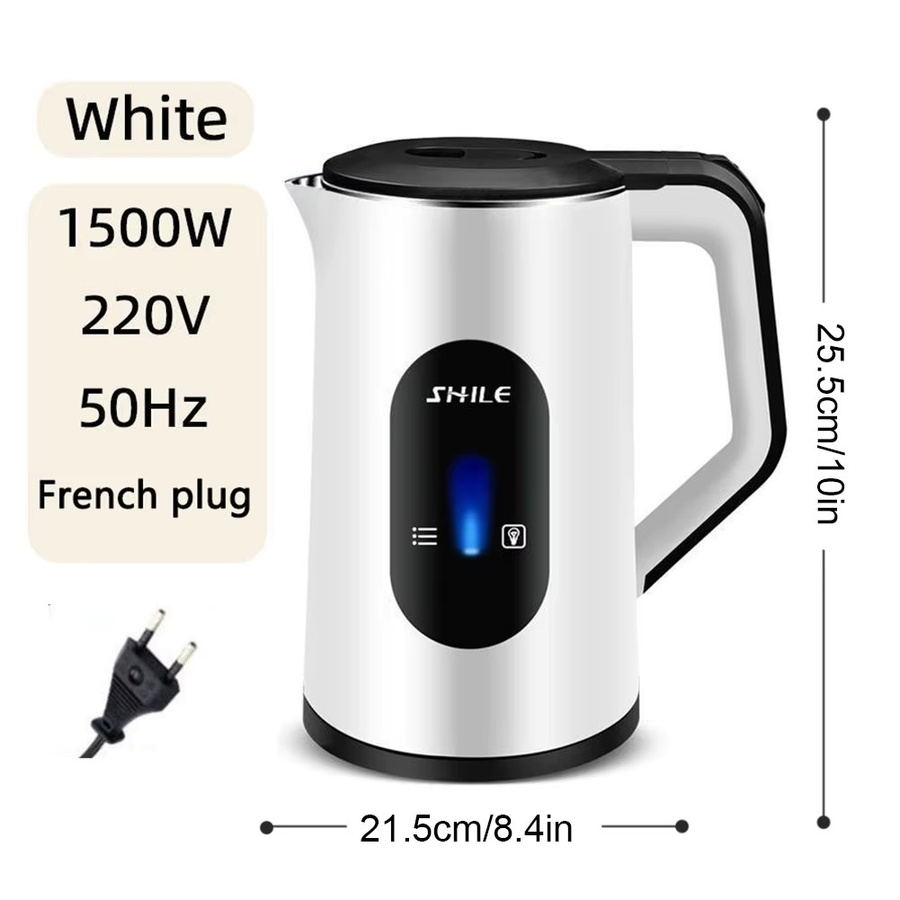Alloet Elektrischer Edelstahl Wasserkocher mit Digitalanzeige, 2,2 l, 1500W, Silber/Weiß - Bild 3