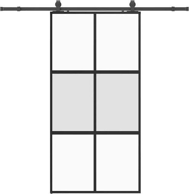 vidaXL Schiebetür aus Hartglas mit Beschlag in Schwarz, B: 102,5 cm, H: 205 cm - Bild 1
