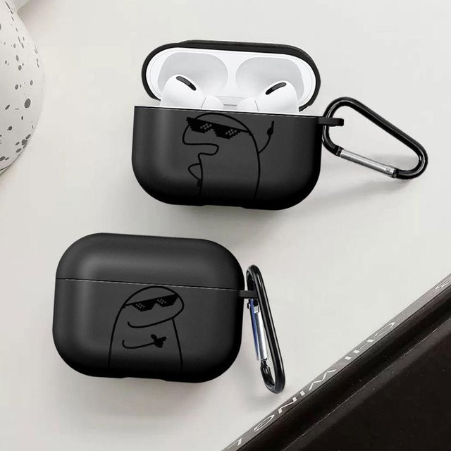 Schutzhülle mit Sonnenbrille und Stickman Design für Apple AirPods, Farbe: Schwarz - Bild 1