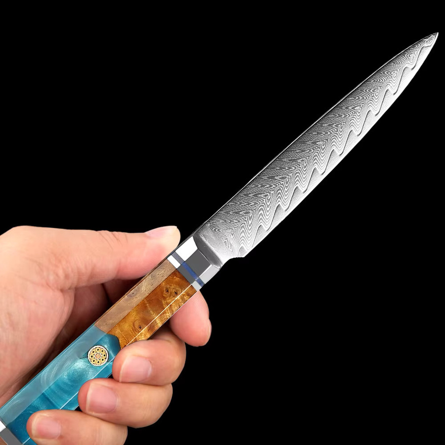 Xituo Allzweckmesser aus japanischem Damaststahl mit achteckigem Griff, Mehrfarbig, Klingenlänge: 12,7 cm - Bild 4