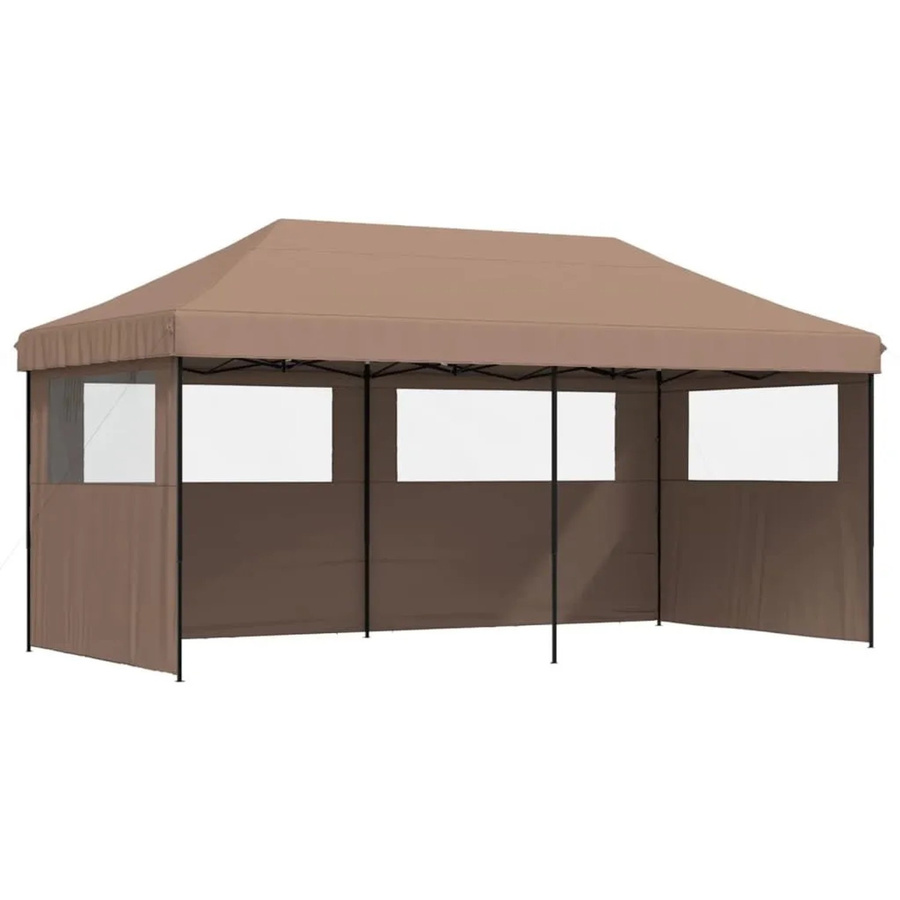 vidaXL Partyzelt Pop-Up Faltbar mit 3 Seitenteilen und transparenten Fenstern Braun B: 400 x 400 cm, H: 210 cm (basierend auf den verfügbaren Daten) - Bild 2