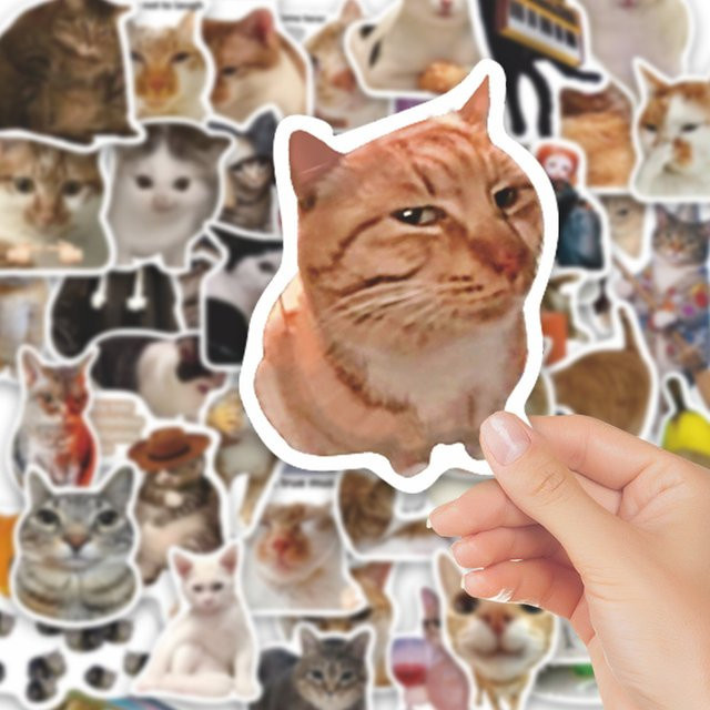 50 Stück Katze Meme Aufkleber Set in Multicolour für Laptop, Telefon und Scrapbook DIY Graffiti - Bild 1