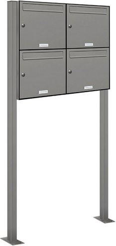 AL Briefkasten-System für 4 Parteien, freistehend, grau, B/H/T: 84,6 x 150 x 11,6 cm - Bild 1